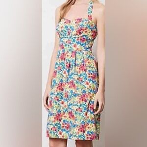 Anthropologie Girls From Savoy 6 Garden Party Midi Dress Retro Strapless Floral
